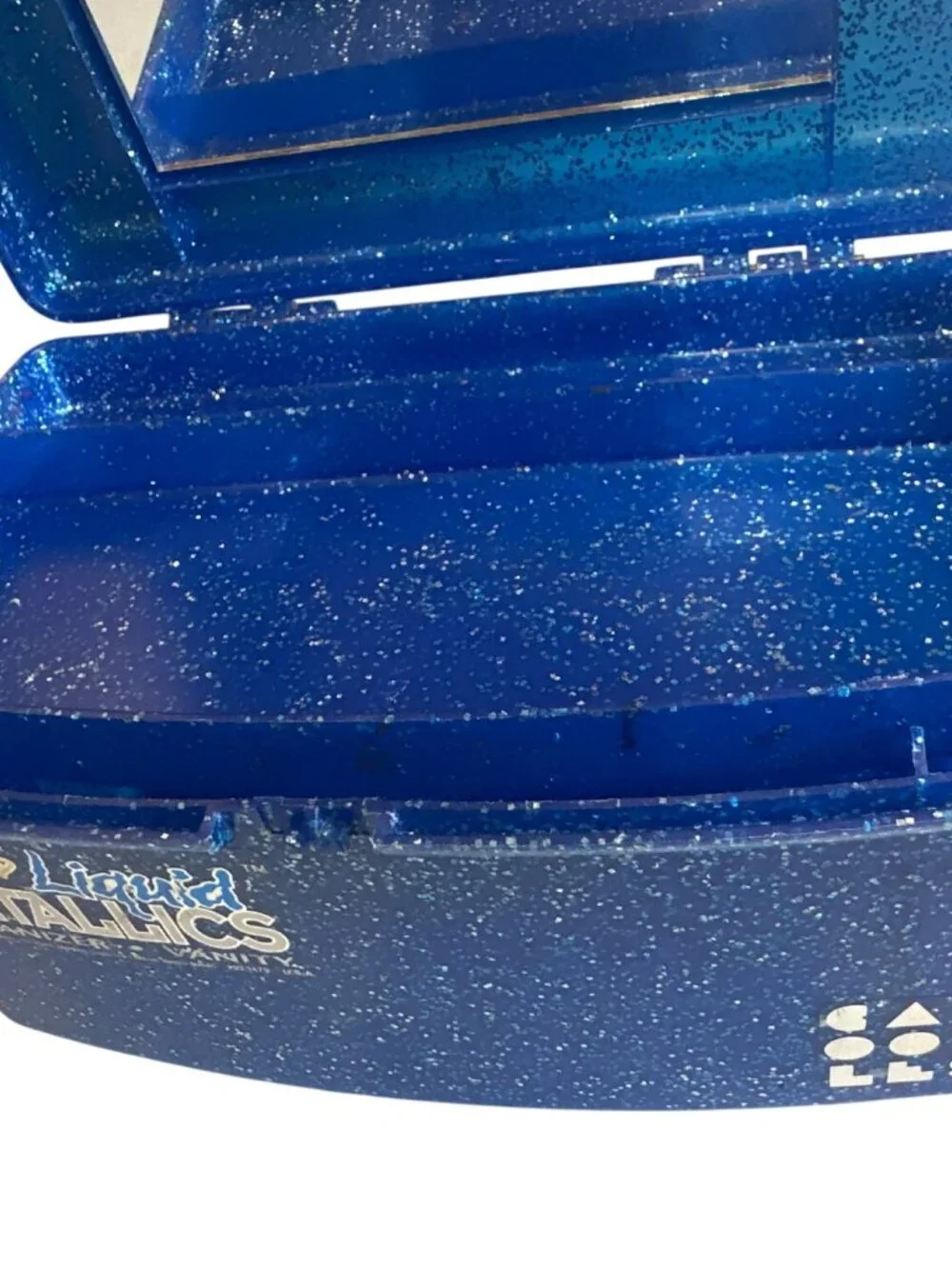 Caboodles Liquid Metallica Blue Sparkle Vanity Case Organizer Mirror #5620